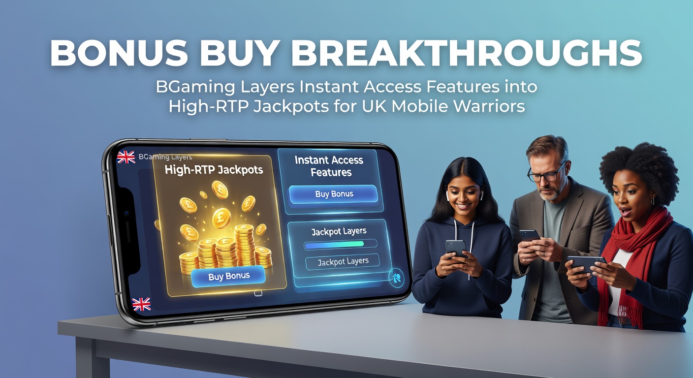 Vibrant screenshot of a BGaming slot machine displaying bonus buy options alongside glowing jackpot meters on a mobile screen, highlighting instant access buttons and high-RTP indicators