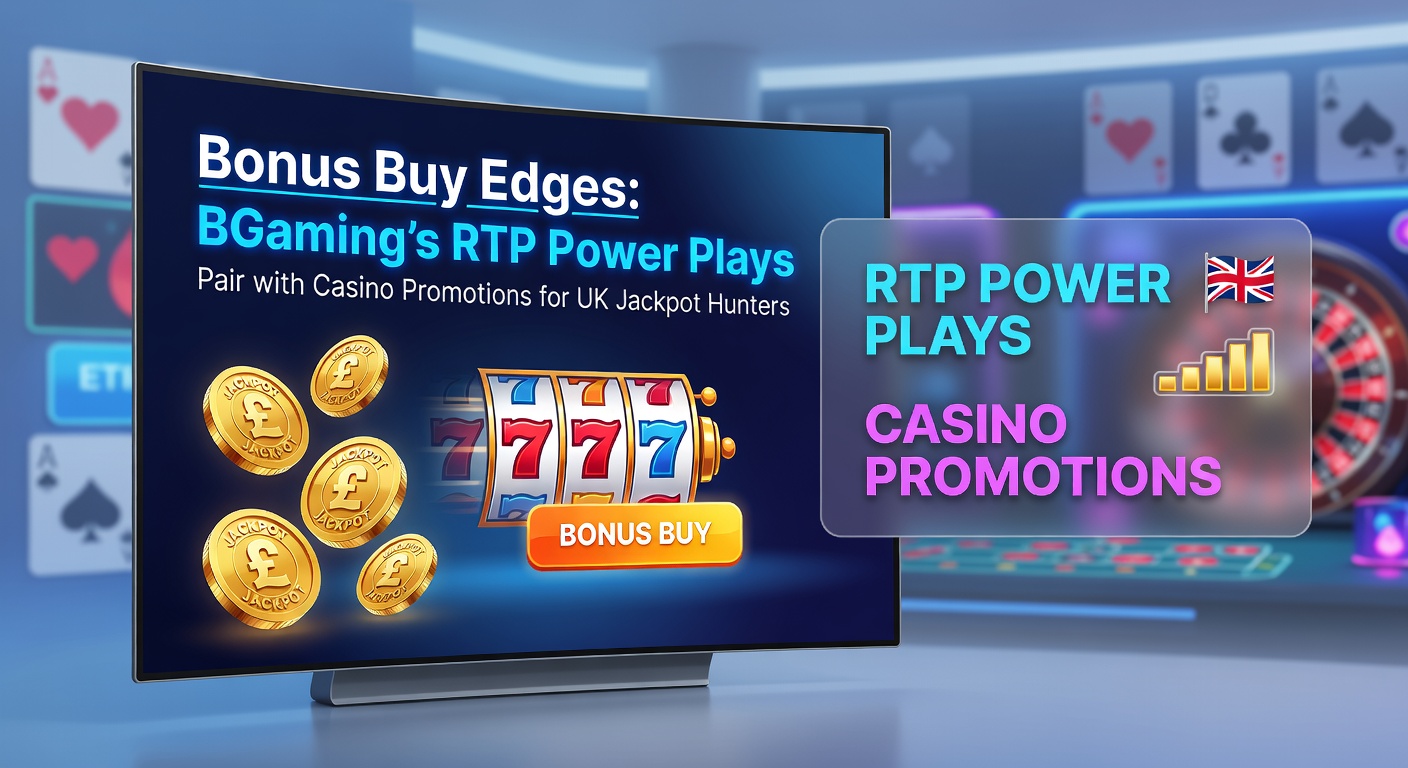 UK casino promotion banner overlaying BGaming slot with bonus buy activated, highlighting jackpot multipliers and promo codes