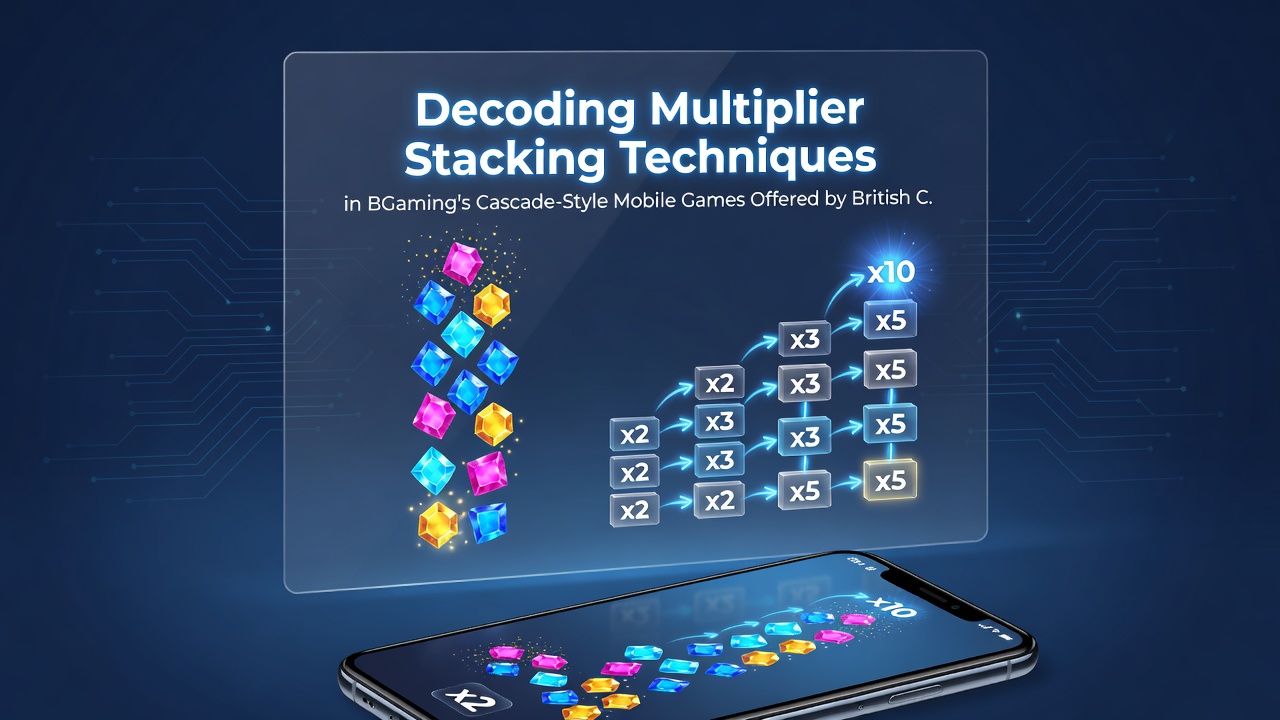 Close-up of stacked multiplier indicators and cascading symbols in a BGaming mobile slot during an active bonus sequence