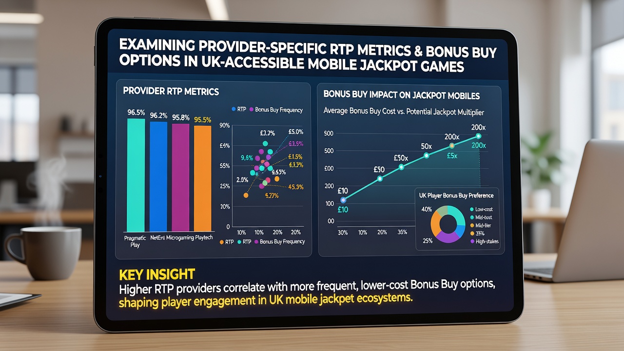 Comparison chart of RTP metrics across mobile jackpot slots with bonus buy indicators