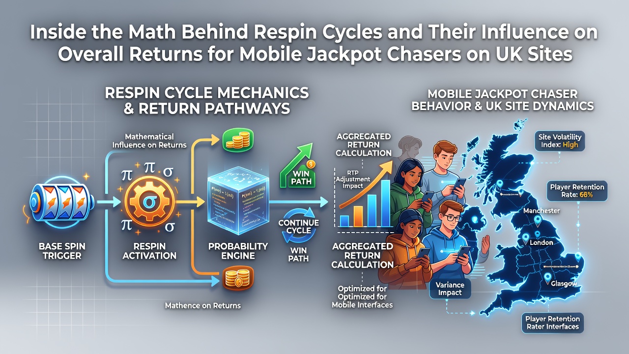 Diagram showing probability flows and expected value calculations for respin cycles in mobile slot games