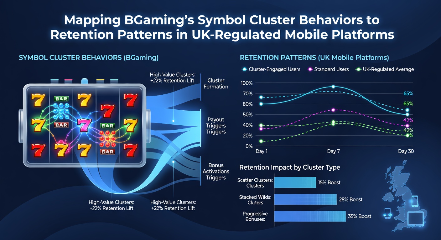 Mobile dashboard displaying retention graphs overlaid with BGaming cluster hit frequency metrics