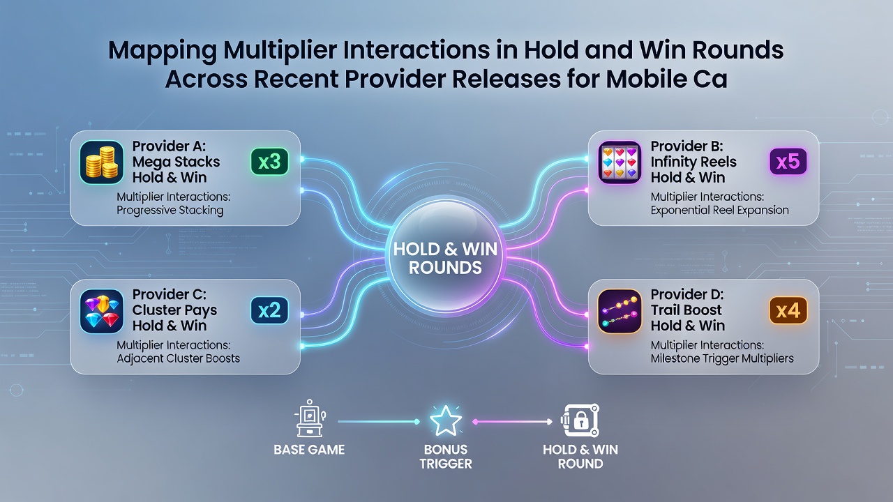 Diagram showing additive versus multiplicative multiplier paths in Hold and Win mobile gameplay