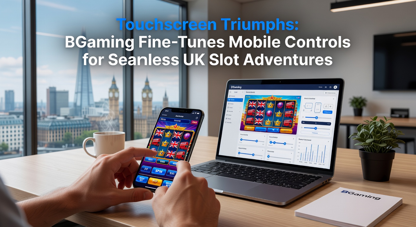 Close-up of a BGaming slot's touchscreen bonus feature, highlighting swipe gestures and haptic feedback during a jackpot buildup on a tablet