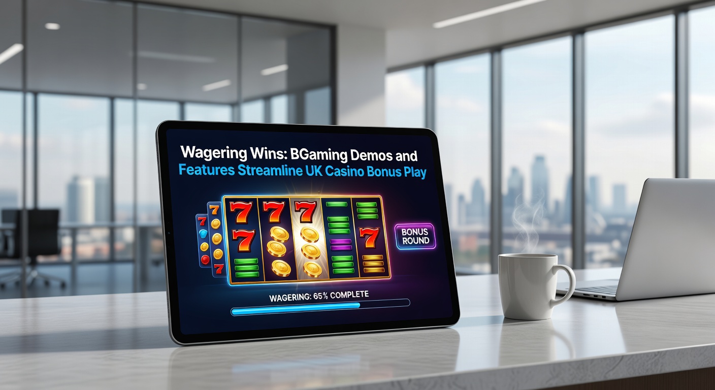 BGaming slot demo interface showing bonus features and wagering progress tracker on a UK casino platform